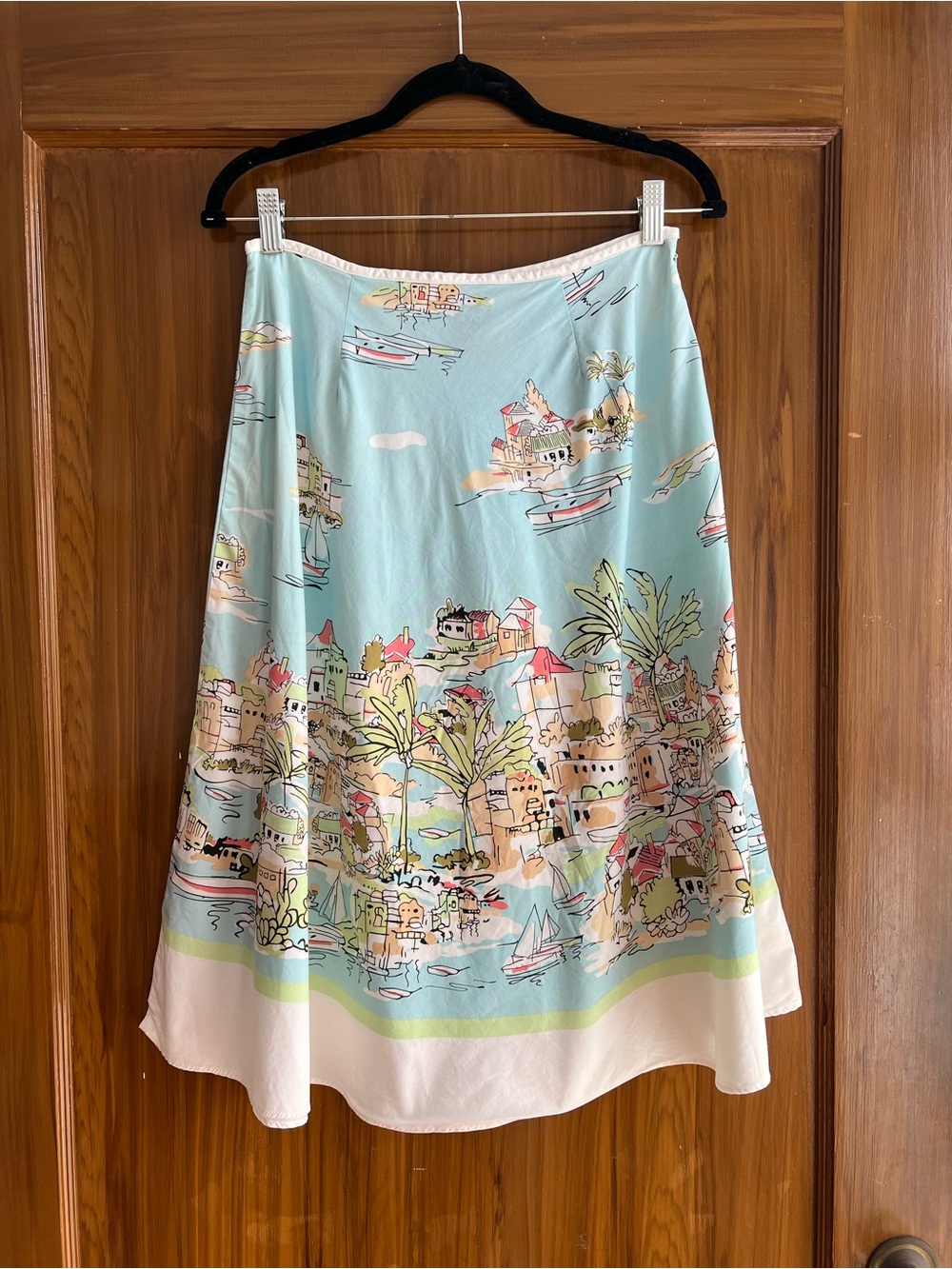 Van Heusen Pastel Coastal A-Line Skirt - Light Blue, Pink, Cream